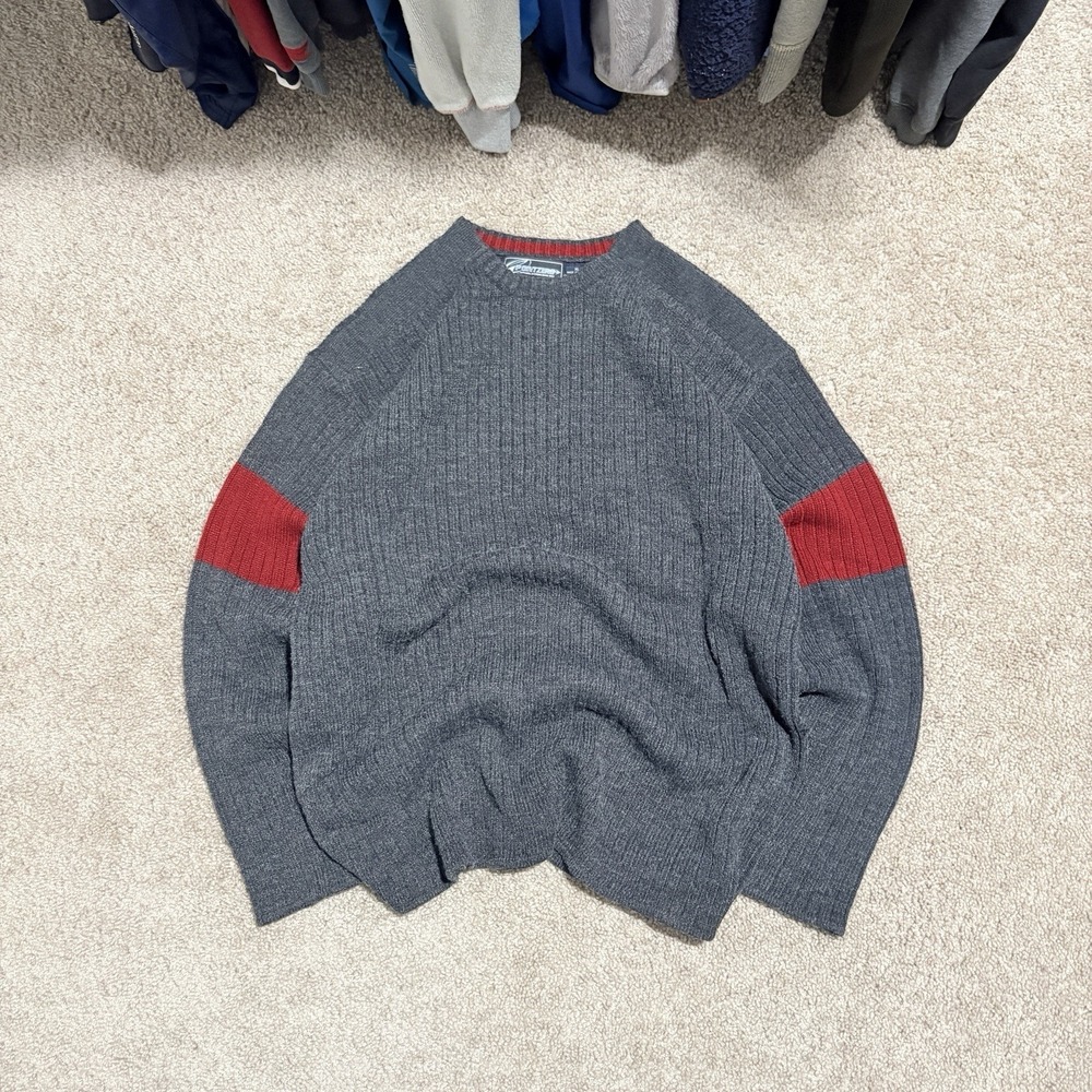 Point Zero Vintage Y2K Knit Sweatshirt Men's XL Gray Red Pullover